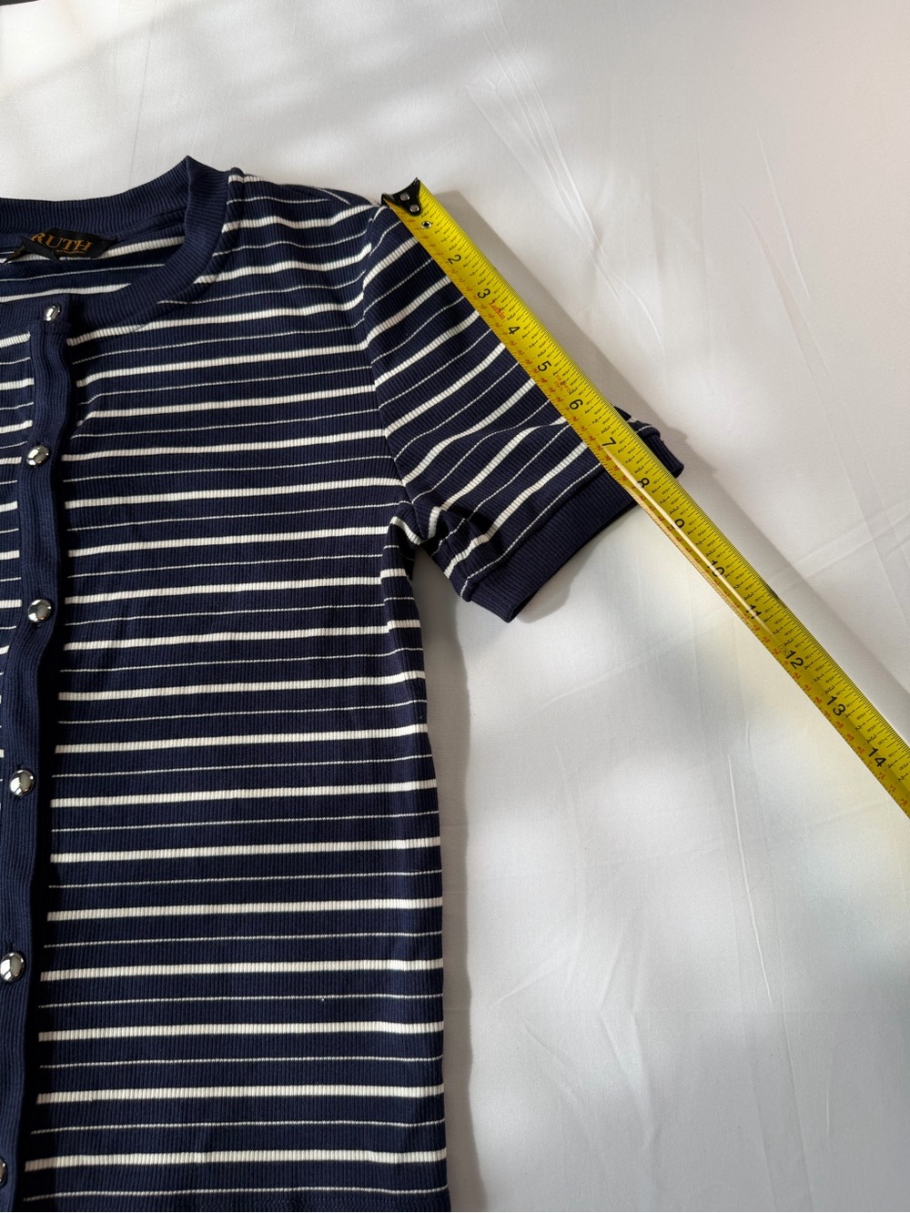 Truth Navy & White Striped Ribbed Button Top - Picture 7 of 7